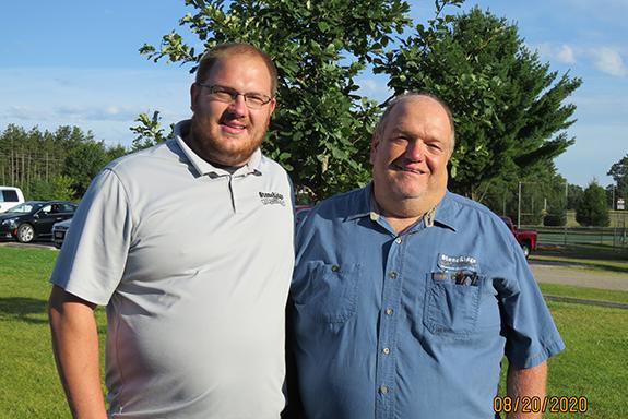 Parker Detjens (left) and Duane Detjens (right) spoke with the Wautoma Kiwanis about StoneRidge at the morning meeting.