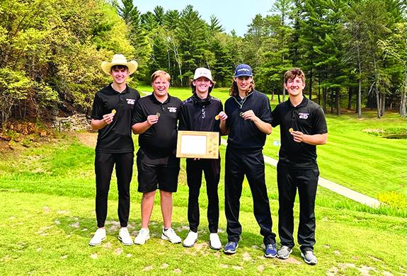 (Top photo) The Wautoma/Wild Rose golf team took first at the conference golf meet in Wisconsin Dells on May 11, earning them the conference championship title. The team includes Carson Armstrong, Mason Heuer, Kaiden Dopp, Logan Slusser, and Trey Reilly. 