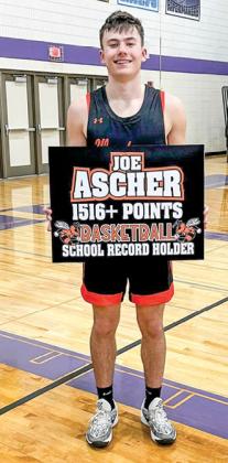 Joe Ascher broke the all-time scoring record during the Hornets winning game at Westfield High School on Jan. 25.