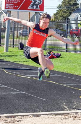 Wautoma Sophomore Dexter Schumacher placed first in the small school Triple Jump with a distance of 38’5.