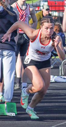 Wautoma senior Alayna Panich takes off for the small school 100m relay, placing second with a time of 13.68 seconds. 