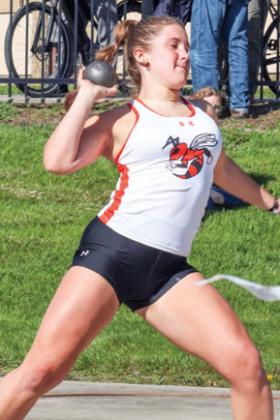 Wautoma junior Reagan Demars throws the shot put for a distance of 26’1.