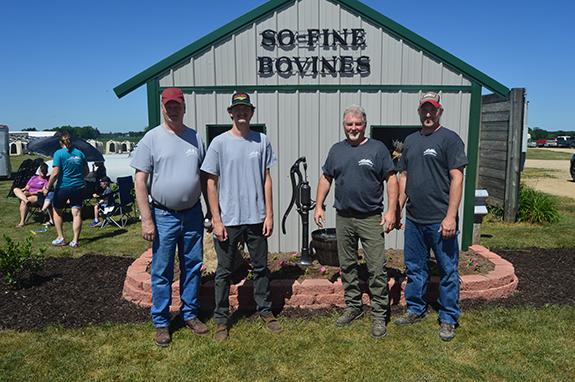 The  So-Fine Bovine Farm, was the first stop on Sunday, June 13 to celebrate June Dairy Month. Welcoming all, at the drive through tour are owners:              Jim Kruger, Jakop Kruger, Jeff Buchholz and Brooks Buchholz.