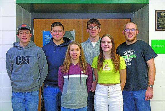 The Almond Bancroft Quiz Bowl Teams are split into two groups. The A Team includes (top photo): Daniel Burns, Tyler Huntington, Paige Turzinski, Ben Colombe, Raegen Omernik, and Rob Frank. (not pictured): Candace Lein, Felicity Budelier, and Carlee Lamb.