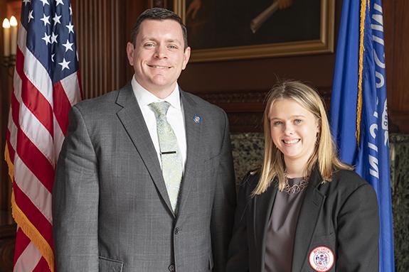 Ava Butt met with Senator Patrick Testin during the Wisconsin Senate Scholar Program after working as a Senate Page during the Session. She also attended the State of the State Address and was provided a tour of the capitol building.