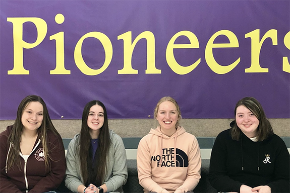 The Don Quijote chapter of La Sociedad Honoraria Hispánica members from Westfield High School includes Samantha Meyer, Emma Hamilton, Trista Drew, and Kiera Thiede