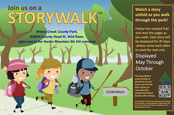 New story set up for Willow Creek Park Storywalk 